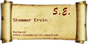 Stemmer Ervin névjegykártya